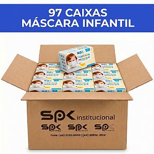 97 Caixas Máscara Descartável Infantil Tripla Camada - Caixa Master