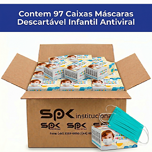 97 Caixas Máscaras Descartável Infantil Antiviral - Caixa Master