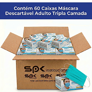 60 Caixas Máscara Descartável Adulto Tripla Camada - Caixa Master