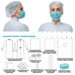 20 Kits Paramentação Cirúrgica Implante 19 Peças Colorido