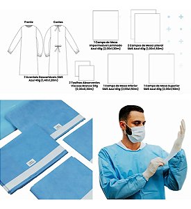 8 Kit Paramentação Cirúrgica Estéril Universal Hospitalar
