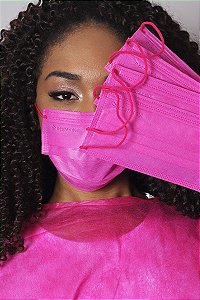 Caixa 50 Unidades Máscaras Descartável Tripla Camada Com Elastico Pink