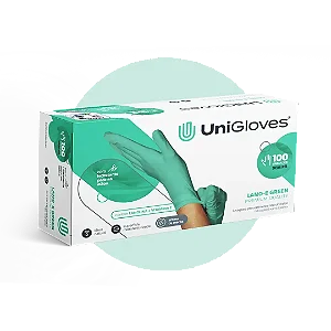 Luva Descartável Latéx Sem Pó Com Hidratante UniGloves 100 Unidades
