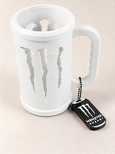 Porta Caneca Monster Branco com Chaveiro Abridor