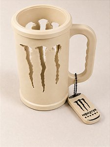 Porta Caneca Monster Bege com Chaveiro Abridor