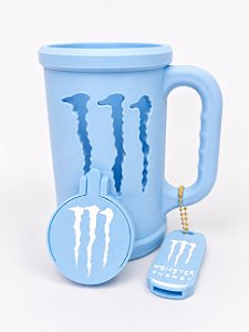 PORTA CANECA MONSTER AZUL + CHAVEIRO ABRIDOR + TAMPA