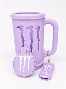 PORTA CANECA MONSTER ROXA + CHAVEIRO ABRIDOR + TAMPA
