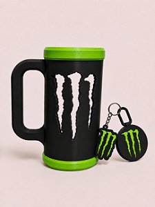 COMBO PORTA CANECA MONSTER PRETO E VERDE