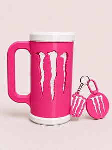 COMBO PORTA CANECA MONSTER PINK E BRANCO