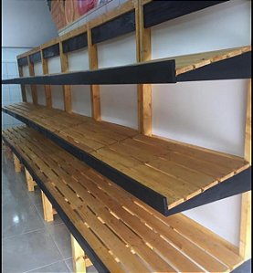 Estante para parede EcoWood II de hortifruti, mercadinho ou quintanda