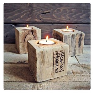 Porta velas toco de paletes