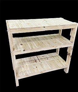 Estante aparador expositor stang de madeira 3 prateleiras