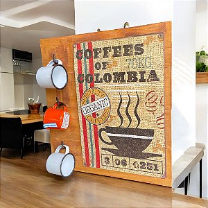 Painel cantinho do café com canecas esmaltadas para empresa ou casa