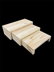 3 Suportes para bolo doce para mesa aniversário madeira pinus