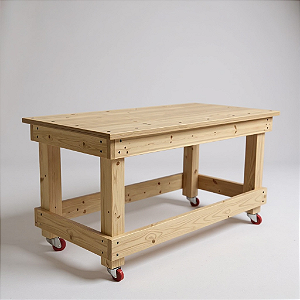 Mesa bancada de trabalho com rodízios
