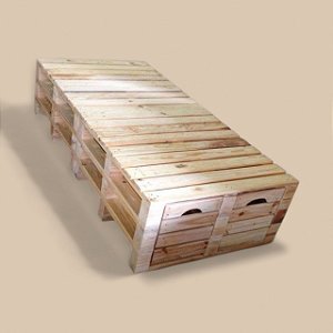 Cama solteiro ripada com 2 gavetões 188x90x30 cm