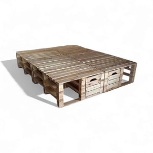 Cama de casal pallet ripada com gavetas 188x140x30 cm