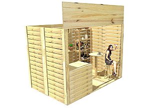 Estande feira de negócios EcoWood II de pinus sustentável para eventos e feiras de negócios - pavilhão 200x300 cm