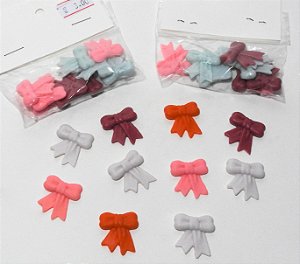 Laços de biscuit com fita coloridos - pacote com 10
