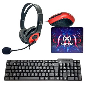 KIT TECLADO/MOUSE/FONE MOX MO-KM600 PRETO