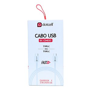 Cabo Type C/Type C - DC-CD4030 - Branco - FAST - 1,0 m