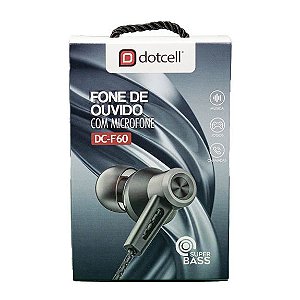 Fone De Ouvido Dotcell Dc-F60 Cinza