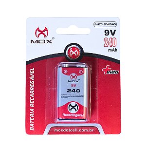 Bateria 9V Recarregável MO-9V240 (240 mAh)