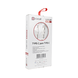 CABO USB DOTCELL DC-CD6200 Type C/Type C - Branco - FAST - 1,5 m
