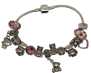 Pulseiras com Berloques banho prata 925