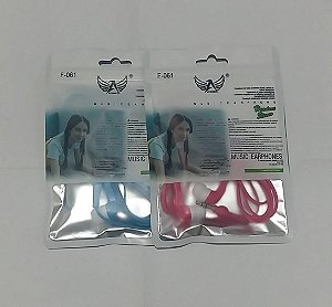 2 Fones de Ouvido Headset Stereo F-061 Marca Altomex Cor 1 azul e 1 rosa