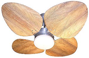 Ventilador de Teto Personalizado Aruba - 4 pás Fibra de Coco - Luminária Drops Opalino
