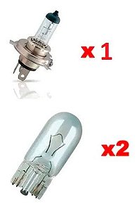 Kit 01 Lâmpada H4 Farol + 02 Lâmpada Lanterna W5w
