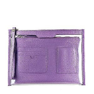 Organizador de bolsa personalizável em couro lilas
