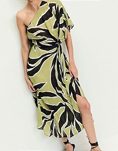VESTIDO MIDI FOLHAGEM CACTO
