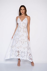 VESTIDO MIDI BORDADO C/ ALÇA DIVA
