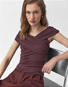 BLUSA MALHA OMBRO FRANZIDO