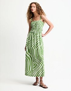 VESTIDO GRAFICO BICOLOR VERDE