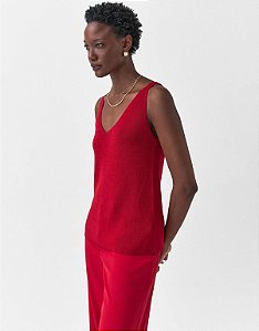 REGATA TRICOT ALÇA FINA VERMELHA