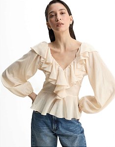 BLUSA AMPLA COM BABADOS