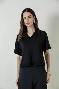 BLUSA MOLETINHO COM GOLA POLO
