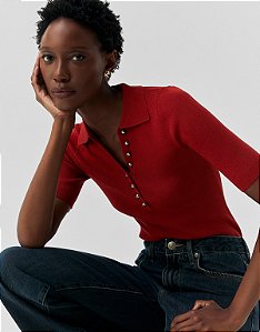 BLUSA TRICOT POLO BOTÕES