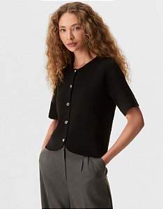BLUSA TRICOT MANGA CURTA BOTÕES