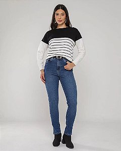 CALÇA CIGARRETE JEANS MÉDIA