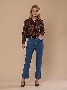 CALÇA RETA CROPPED BARRA A FIO