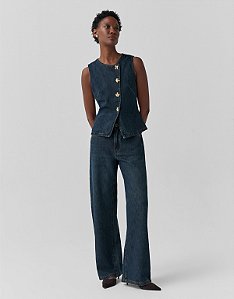 CALÇA JEANS WIDE PESPONTO TRIPLO