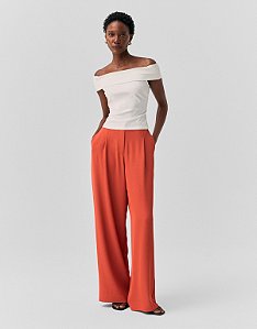 CALÇA PANTALONA COM PREGA