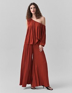 CALÇA PANTALONA TEXTURIZADA