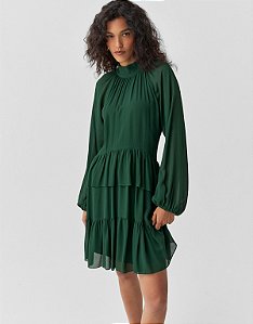 VESTIDO CURTO EVASE BABADOS