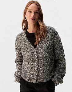 CASACO TRICOT CINZA MESCLA