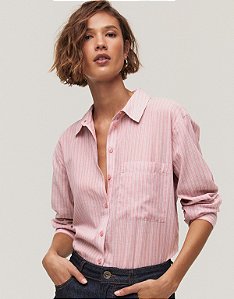 CAMISA VOIL FIO TINTO ROSA